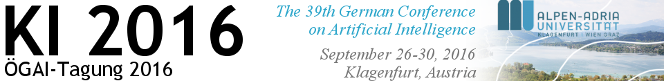 KI 2016 - 39th German Conference on Artificial Intelligence  (26-30 September 2016, Klagenfurt, Austria)